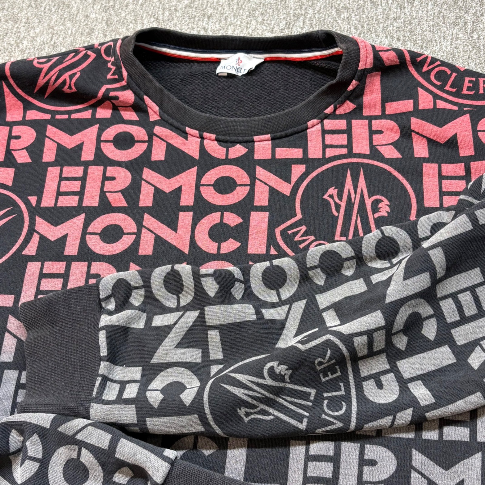 Moncler Mens All Over Logo Print Crewneck Gradient Cotton Made In Italy